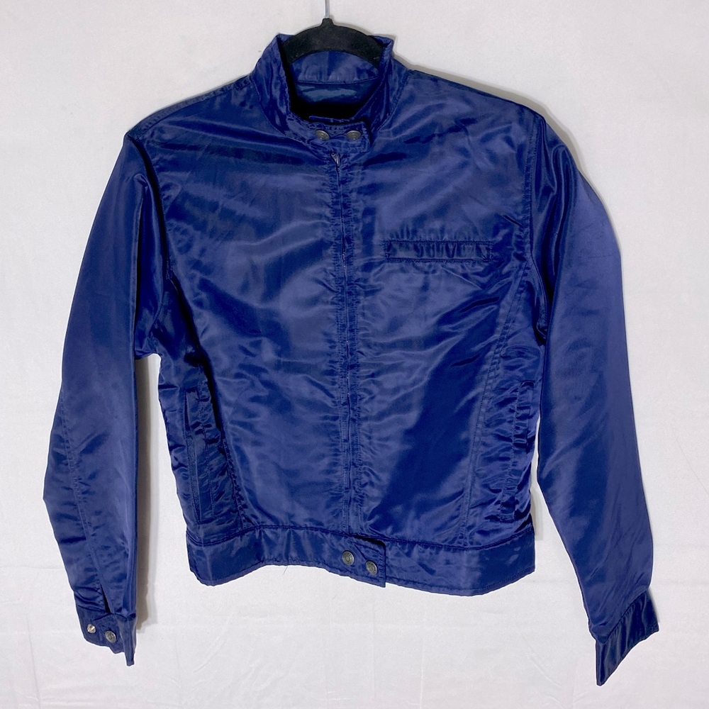 Vintage Club Monaco Navy Blue Nylon Jacket S Y2K 90s Indie Sleaze Mod Café Racer